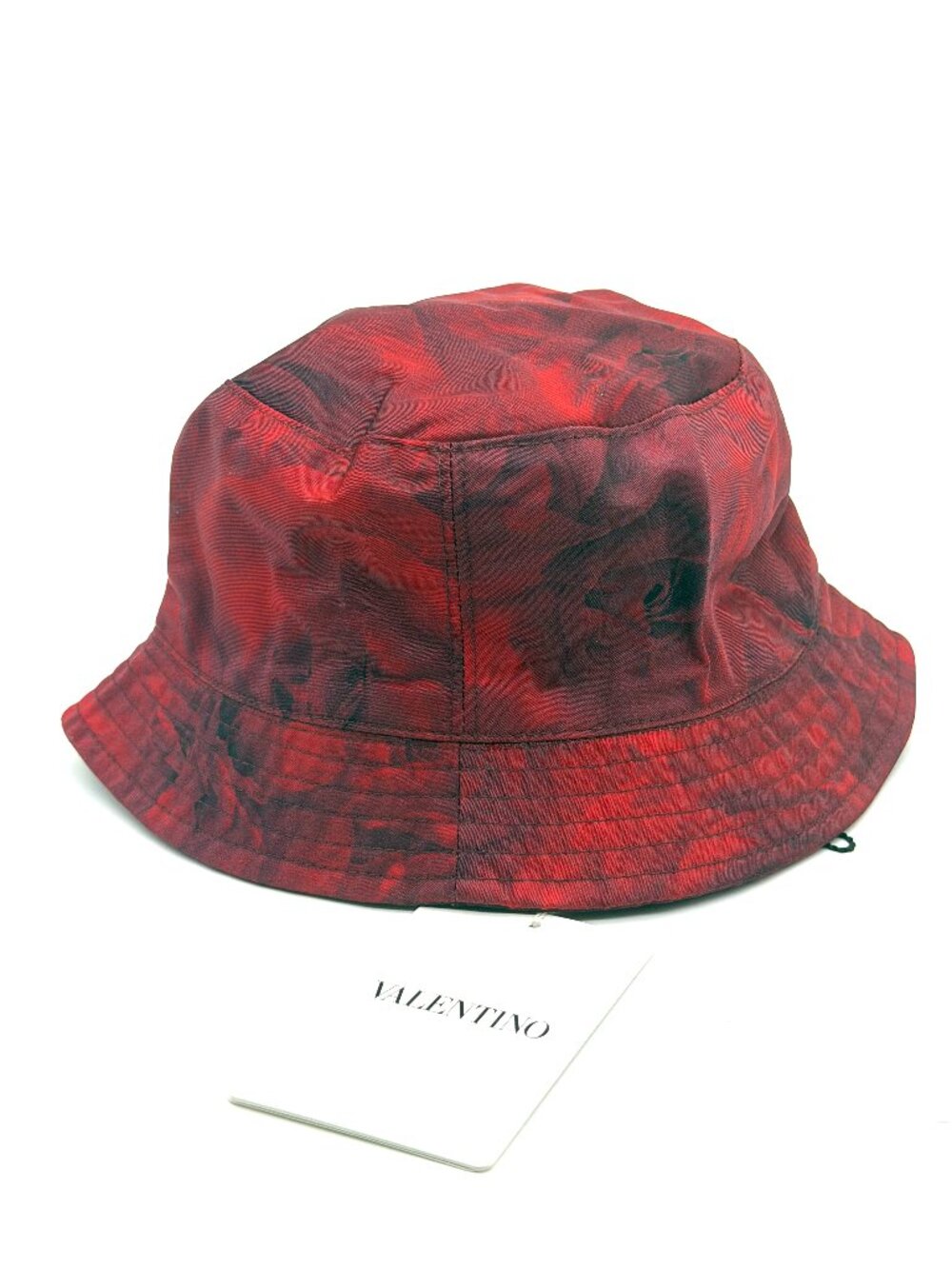 Valentino Garavani Nylon Red Floral Rose Print Bow Bucket Rain Hat